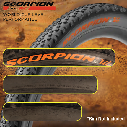 Pirelli Scorpion XC RC Orange Label 60-622 (29x 2.4) MTB Bicycle Tire  - Designed for Demanding XC Courses, 120TPI and ProWall Casing- Mountain Bike Tire w/Keychain (2 Pk)