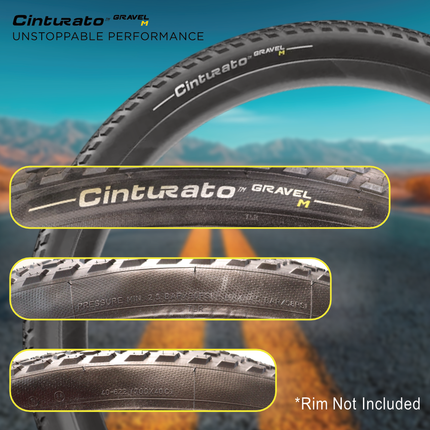 Pirelli Cinturato Gravel M TLR 40-622 (700 x 40c) Race Bicycle Tire & 33/45-622 Presta Cinturato SmarTUBE - SpeedGrip Compound, Clincher Type, Tubeless Ready Bike Tire with Keychain