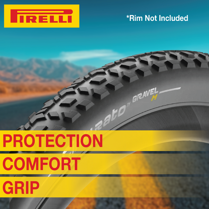 Pirelli Cinturato Gravel M TLR 40-622 (700 x 40c) Race Bicycle Tire & 33/45-622 Presta Cinturato SmarTUBE - SpeedGrip Compound, Clincher Type, Tubeless Ready Bike Tire with Keychain