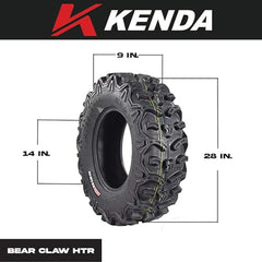 Kenda Bear Claw 28x9-14 and 28x11-14 HTR Radial ATV/UTV Tire with Keychain (4 Pack)