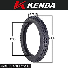 Kenda Small Block 275-17 Trail Tire and Kenda 275/300-17 TR4 Inner Tube (Single Tire and Tube)