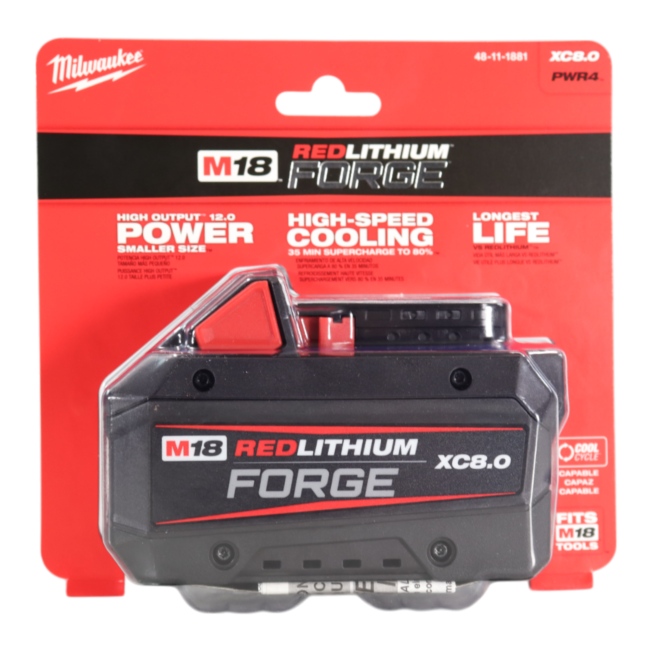 Milwaukee 48-11-1881 M18 18V REDLITHIUM FORGE XC8.0 Battery