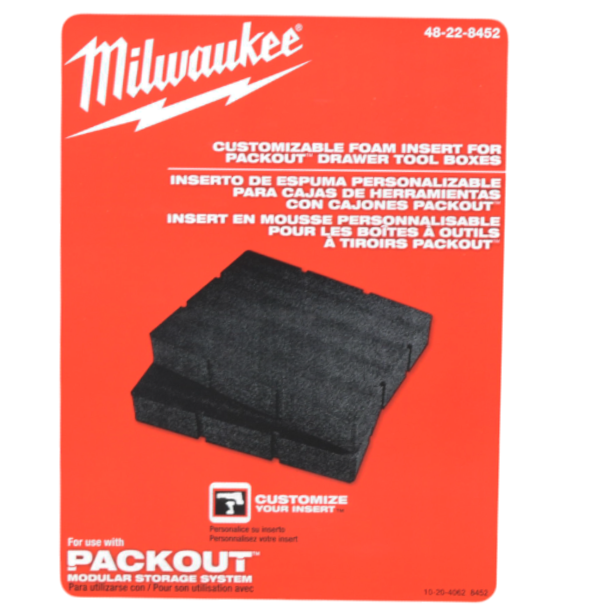 Milwaukee 48-22-8452 Customizable Foam Insert for PACKOUT Drawer Tool Boxes