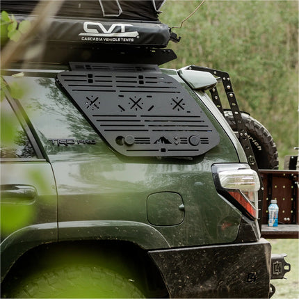 Sherpa 512640 Passenger Side Window Panel for 5th Gen 4Runner - 3/16" Aluminum Side Panel Gear Mount, No Drill, Bolts to Crestone/Needle Rack, Suction to Window, Recovery Gear Storage