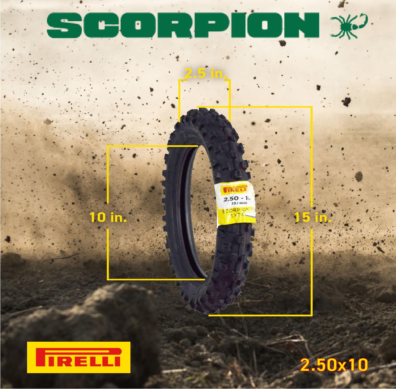 Pirelli Scorpion 2.50-10 33J MX32 Mid Soft Front Motocross Dirt Bike Tire with Keychain