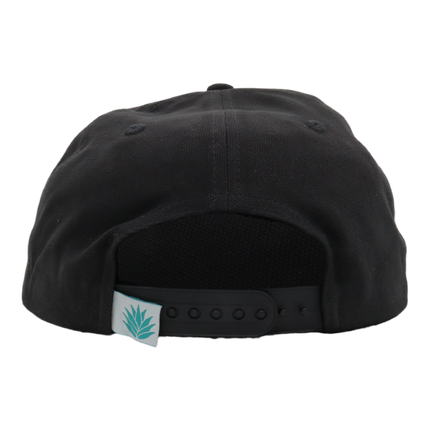 Sendero Provisions Co. Tip Your Hat Black Unstructured 5-Panel Snapback Hat - Embroidered Brushed Cotton Canvas, Adjustable Fit, Semi-Curved Visor, Ideal for Casual Outdoor Adventures