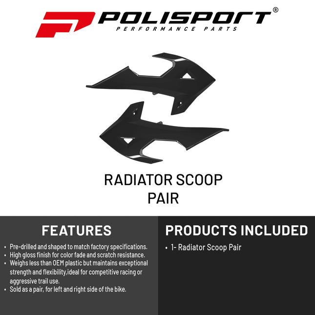 Polisport Radiator Scoops  – Black Panels for GasGas EC/EC-E 250/300 (2018–2020) Rieju MR 200/250/300 (2021-2026) – OEM Fit, Glossy Finish, Lightweight & Impact-Resistant, Easy Installation