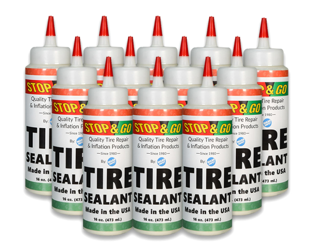 Stop & Go Premium Flat Preventative Tire Sealant Made in The USA (16 oz) 12 Pack