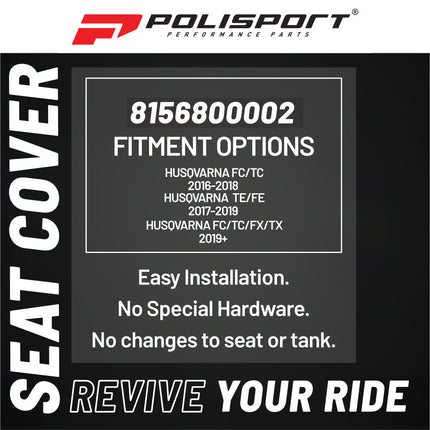 Polisport Performance Racing Seat - Blue  Lightweight, Durable, High-Grip Motocross Seat Cover, Fits HUSQVARNA FC/TC (16-18) TE/FE (17-19) FC/TC/FX/TX (19+)