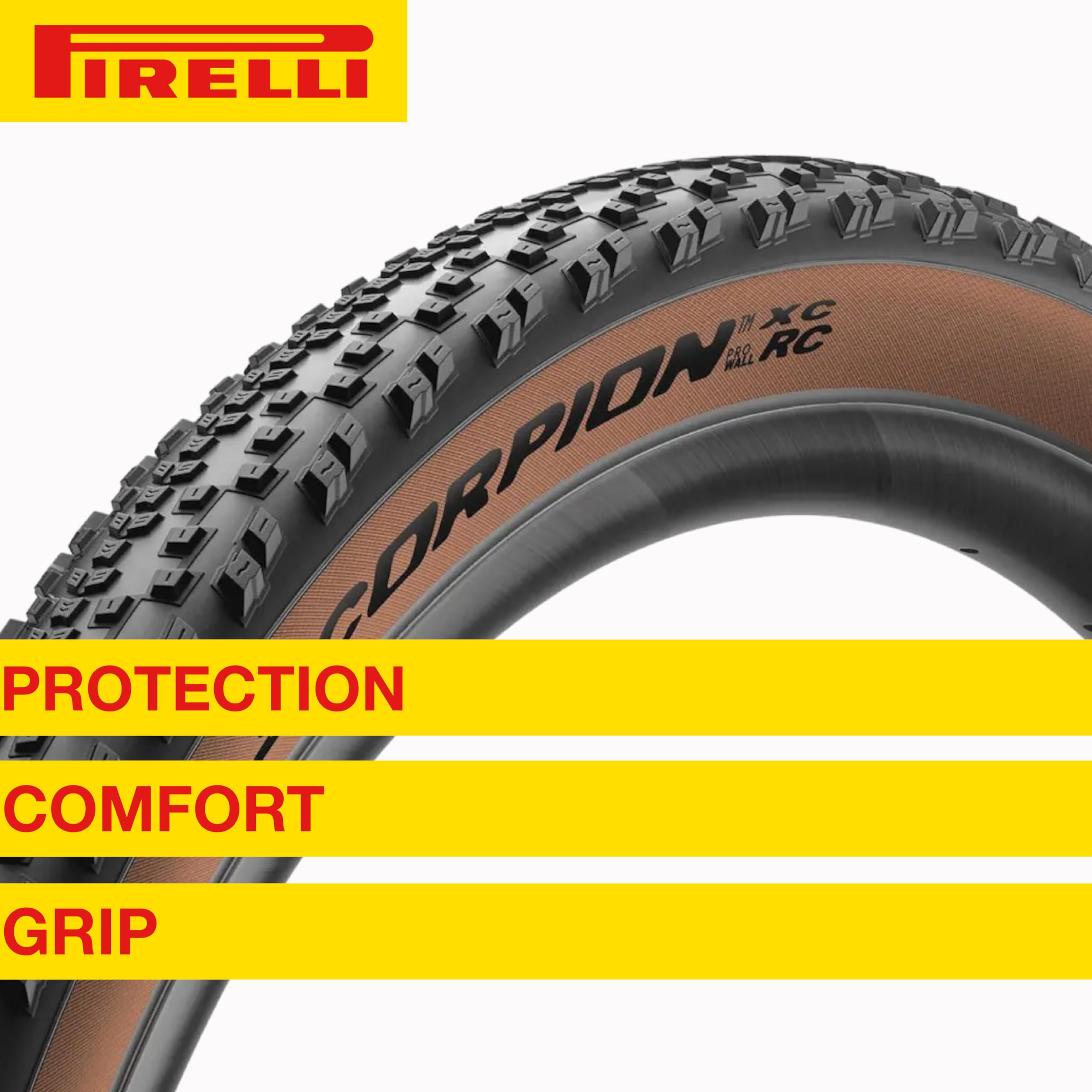 Pirelli SCORPION XC RC Classic Tan-wall (29 x 2.4)  Peak Performance for Demanding XC Racing SmartGRIP Compound ProWALL Technology Versatile Tread Design (2 Tires)