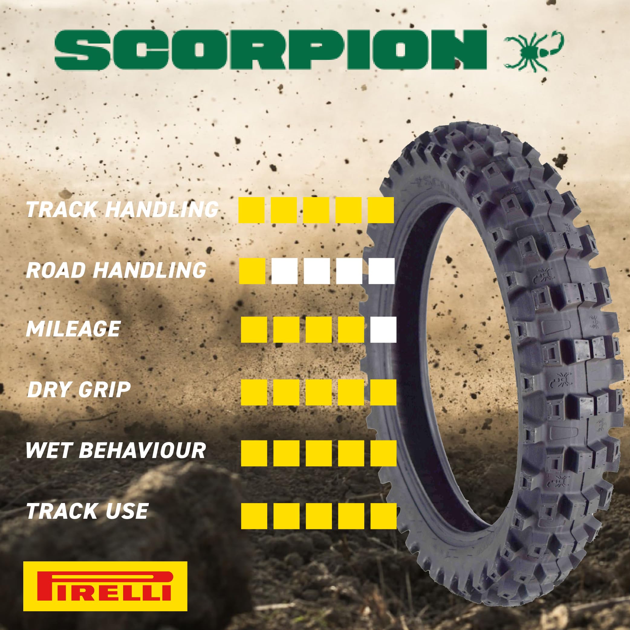 Pirelli Scorpion 2.50-10 33J MX32 Mid Soft Front Motocross Dirt Bike Tire with Keychain