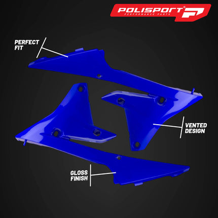 Polisport Blue Radiator Scoops for Yamaha YZ/WR 250F/450F/FX (2014-2019) - OEM Fit, Glossy Finish, Lightweight & Impact-Resistant Upgrade for Off-Road Durability and Style