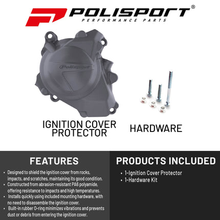 Polisport Motocross Motorcycles (MX) Ignition Covers Protector Kit for Honda CRF450R/RX (2017-22) Dirt Bikes - Nardo Grey, Impact-Resistant PA6 Polyamide, Protects Against Rocks and Scratches