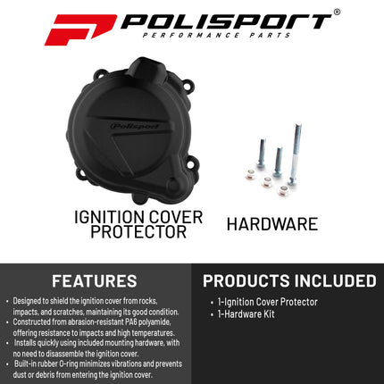 Polisport Motocross Motorcycles (MX) Ignition Covers Protector Kit for Beta RR 250/300 2T (2013-24) Dirt Bikes - Blk, Impact-Resistant PA6 Polyamide, Protects Against Rocks and Scratches for Enduro/MX