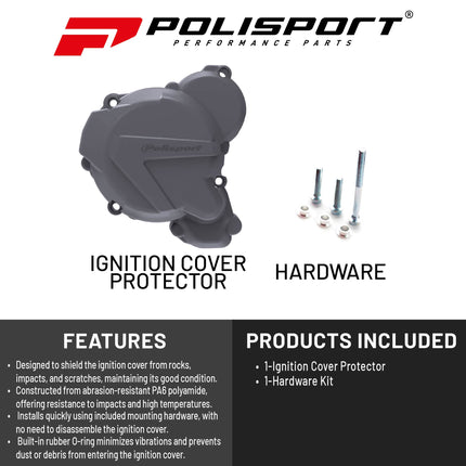 Polisport Motocross Motorcycles (MX) Ignition Covers Protector Kit for KTM EXC 250/300 TPI & Husqvarna TE 250/300 (2017-2023) Dirt Bikes - Protects Against Rocks and Scratches for MX/Enduro Nardo Grey