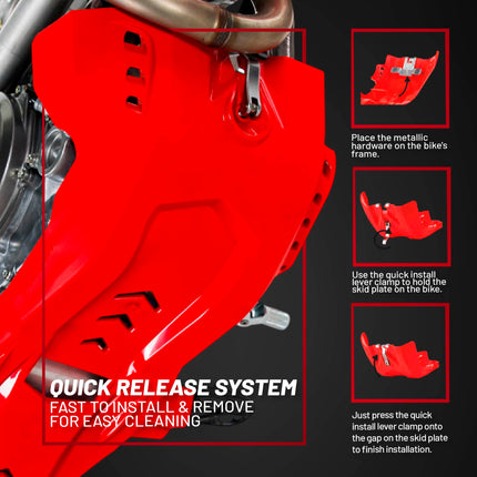 Polisport Motocross Motorcycles (MX) Fortress Skid Plate for Husqvarna FE/FC 250/350/450/501 (2016-23) & KTM EXC-F/SX-F 250/350/450/500 (2016-23) Dirt Bikes - OEM Quality, Flexible & Perfect Fit - Blk
