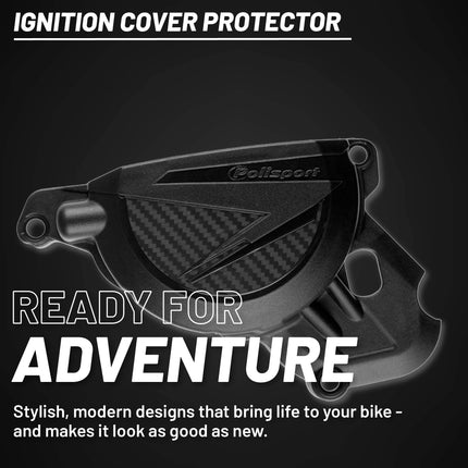 Polisport Motocross Motorcycles (MX) Ignition Covers Protector Kit for Beta RR 350/390/430/480 4T (2020-2024) Dirt Bikes -  Impact-Resistant PA6 Polyamide, Easy OEM Installation - Black