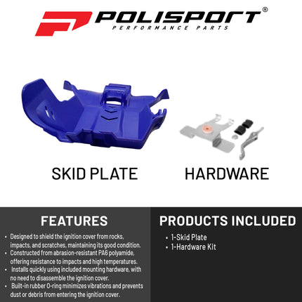 Polisport Motocross Motorcycles (MX) Fortress Skid Plate for Sherco SE-R/SEF Factory 250/300 (2012-2024) Dirt Bikes - OEM Quality, Flexible, Durable & Perfect Fit - Blue