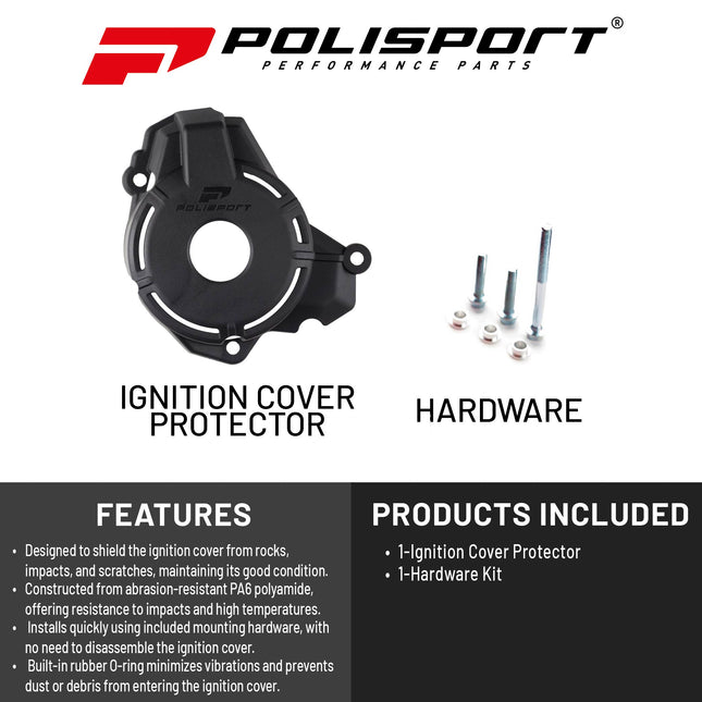 Polisport Motocross Motorcycles (MX) Ignition Covers Protector Kit for Sherco SEF 250/300 (2024) Dirt Bikes - Impact-Resistant PA6 Polyamide, Protects Against Rocks and Scratches for Enduro/MX - Black