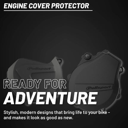 Polisport Clutch and Ignition Cover Protector Kit (Black)- Compatible with KTM EXC-F/XCF-W 450/500 & Husqvarna FE 450/501 (2017-2022)