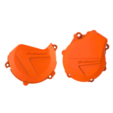 Polisport Clutch and Ignition Cover Protector Kit (Orange)- Compatible with KTM EXC-F/XCF-W 450/500(2017-2022)