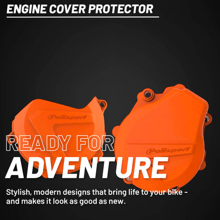 Polisport Clutch and Ignition Cover Protector Kit (Orange)- Compatible with KTM EXC-F/XCF-W 450/500(2017-2022)