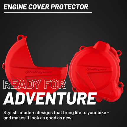 Polisport Clutch and Ignition Cover Protector Kit (Red) - Compatible with BETA RR250/300 (2018-2022)