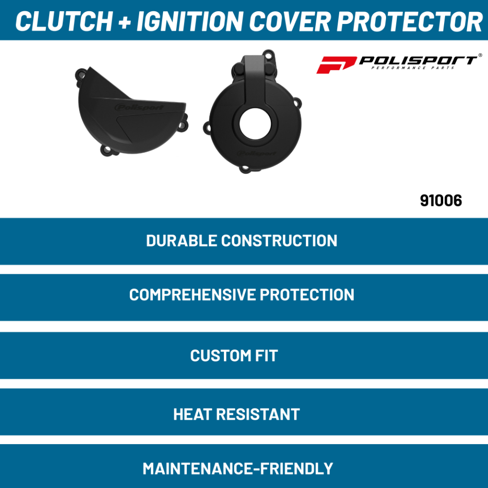 Polisport Clutch and Ignition Cover Protector Kit (Black) - Compatible with Sherco SE-F 250 SE-F 300 (2014-2022)