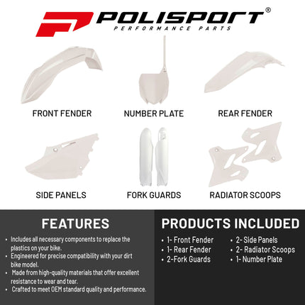 Polisport Motocross (MX) Replica Plastic Kit for YAMAHA YZ125/250 (2021) Dirt Bike