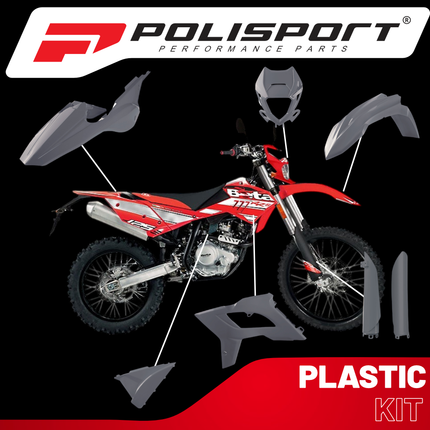 Polisport Motocross (MX) Restyling Kit for Beta RR 2T/4T (2018) Dirt Bike - OEM Quality, Durable, Flexible & Perfect Fit - Nardo Grey