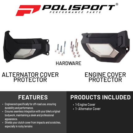 Polisport Clutch and Altenator Cover Protector Kit (Black) - Compatible with Yamaha Tenere 700(2019-2023)