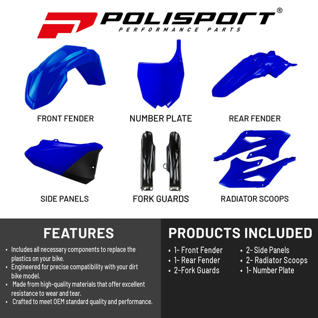 Polisport Motocross (MX) Replica Plastic Kit for Yamaha YZ85 (2022-2025) Dirt Bike