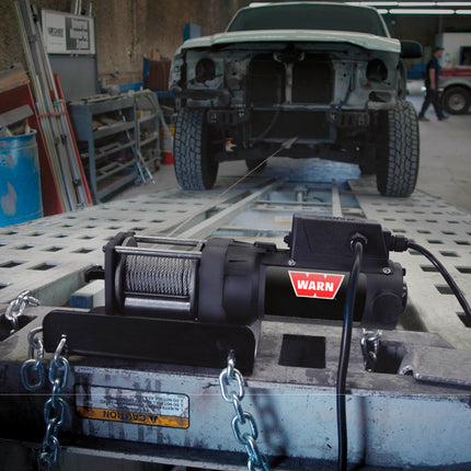 WARN 2000 DC 12V Electric Winch, 2000 lb Pulling Capacity | Steel Cable, Hook & Corded Remote | Portable, Compact Power for trailers, ATVs, Workshops, and General Utility Lifting & Pulling