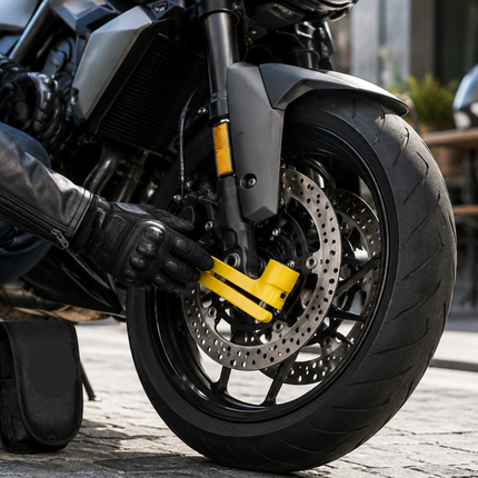 Kryptonite 998655 KryptoLok 10-S Disc Lock DFS, Yellow Motorcycle Disc Brake Lock with 10mm Hardened Drop-Forged Steel Pin, High-Security Disc-Style Cylinder, 2 Keys, Carrying Pouch with Belt Clip