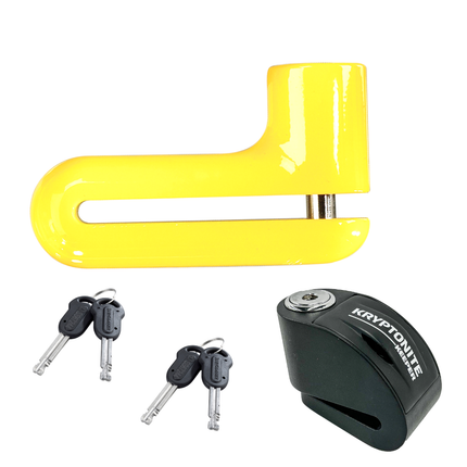 Kryptonite KryptoLok 10-S Disc Lock DFS + Kryptonite Keeper Alarm Disc Lock, 10mm Hardened Drop-Forged Steel Pin, 2 Keys + Compact Disc Brake Lock for Bicycles, E-Bikes, Motorcycles, Scooters