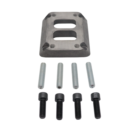 Diesel Power Source Divided T3 to T4 Turbo Flange Adapter – Cast Iron Exhaust Manifold Adapter Kit for Dodge Ram Cummins Diesel – Direct Bolt-On Performance Upgrade Turbo Conversion with Bolts & Studs