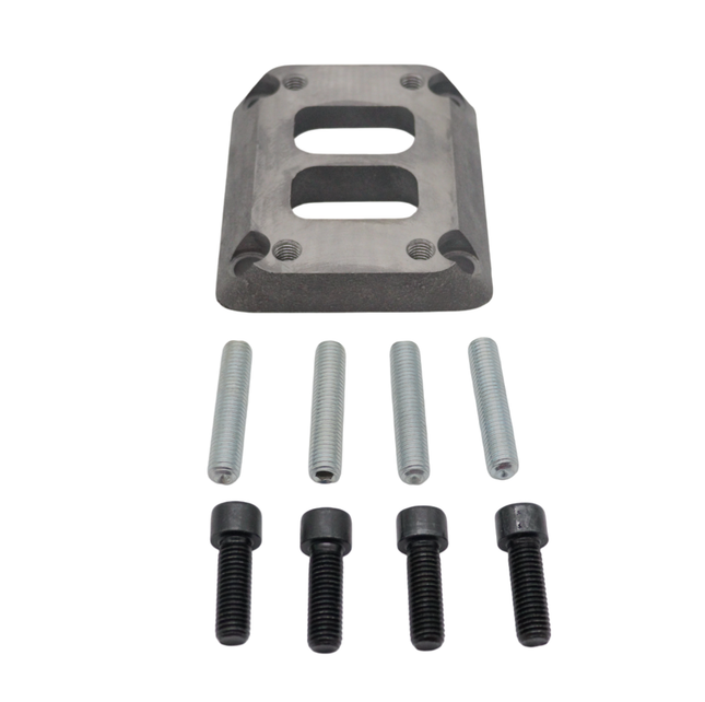 Diesel Power Source Divided T3 to T4 Turbo Flange Adapter – Cast Iron Exhaust Manifold Adapter Kit for Dodge Ram Cummins Diesel – Direct Bolt-On Performance Upgrade Turbo Conversion with Bolts & Studs