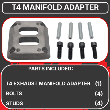 Diesel Power Source Divided T3 to T4 Turbo Flange Adapter – Cast Iron Exhaust Manifold Adapter Kit for Dodge Ram Cummins Diesel – Direct Bolt-On Performance Upgrade Turbo Conversion with Bolts & Studs