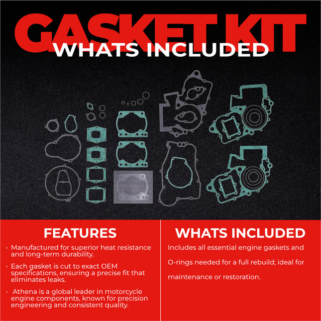 Athena P400155850002 Full Gasket Kit for GAS GAS Enduro 250‑300 (97‑03) High‑Quality Gasket Set for 2‑Stroke Enduro Motorcycles (Oil Seals Not Included) OEM‑Style Gaskets for Full Engine Rebuilds