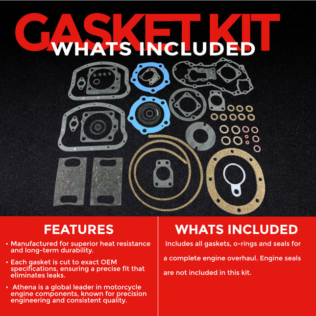Athena P400195850895 Full Gasket Kit for Harley‑Davidson Panhead 1200cc 1948‑1965 – High‑Quality Engine Gasket Set for Vintage Motorcycles (Oil Seals Not Included)