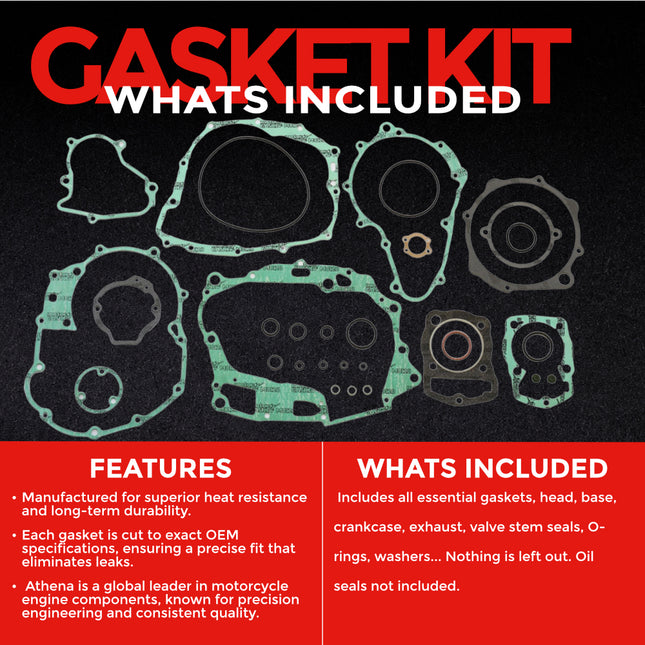 Athena P400210850204 Full Gasket Kit for Honda ATC 200 1982‑1983 – High‑Quality Engine Gasket Set for Reliable ATV Rebuilds (Oil Seals Not Included)