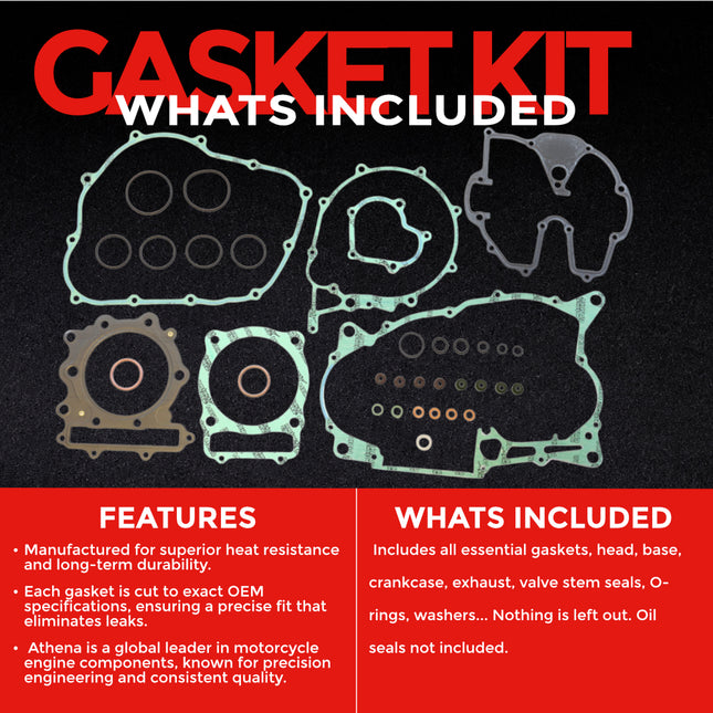 Athena P400210850650/1 Full Gasket Kit for Honda NX650 1988‑2003 – Complete Engine Gasket & Seal Rebuild Set for Reliable Maintenance and Restoration (Oil Seals Not Included)