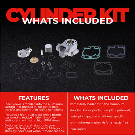 Athena P400250100001 Standard Bore Cylinder Kit (54mm, 125cc) - Premium 2-Stroke Top End Rebuild Kit with Piston & Gaskets, Compatible with Kawasaki. KX125 2003-2007