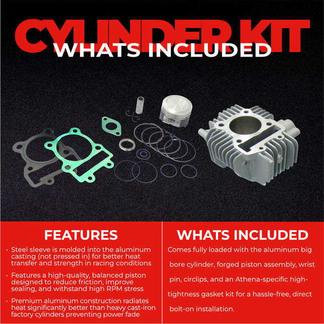 Athena P400250100005 130cc Big Bore Cylinder Kit (57mm Bore) - High-Performance Pit Bike Upgrade Kit, Converts 110cc to 130cc, Compatible with Kawasaki KLX110 & Suzuki DR-Z110