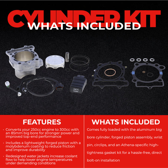 Athena P400250100030 300cc Big Bore Cylinder Kit (85mm Bore) - Forged Piston Performance Upgrade, Converts 250cc to 300cc, Compatible with Kawasaki KX250 & KX250X 2023-2024