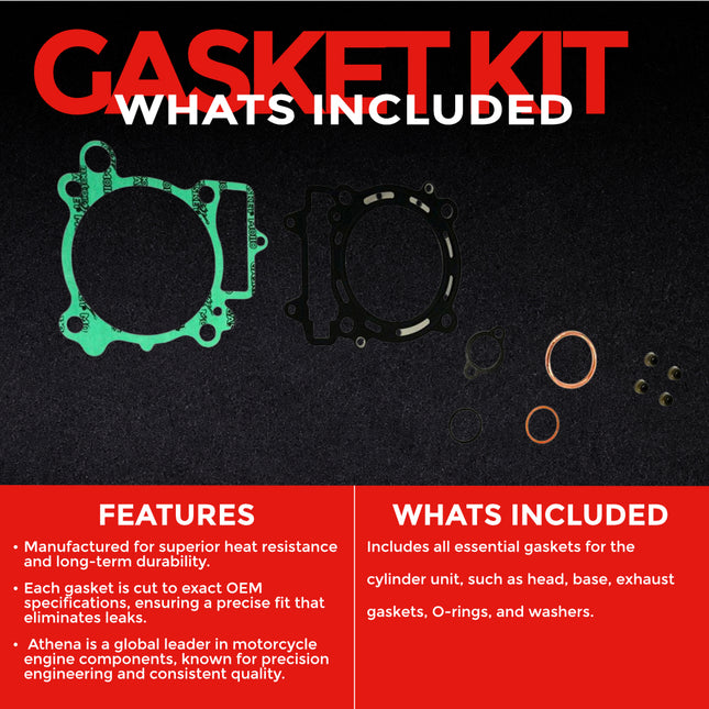 Athena P400250600024 Top End Gasket Kit for Kawasaki KFX/KLX/KXF 450 2006‑2017 – High‑Quality Cylinder Head & Top‑End Rebuild Gasket Set for Reliable Engine Performance (Oil Seals Not Included)