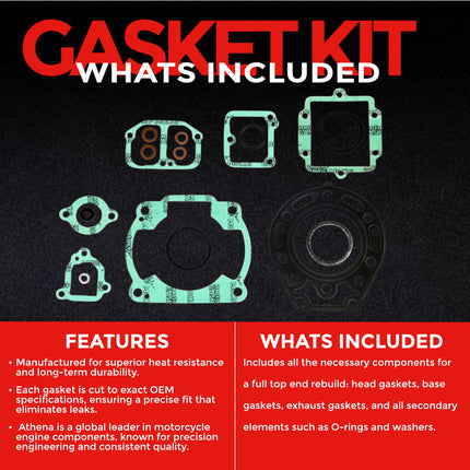 Athena P400250600202 Top End Gasket Kit for Kawasaki KDX 200 1995‑2006 – High‑Quality Cylinder Head & Top‑End Rebuild Gasket Set for Trail and Off‑Road Performance (Oil Seals Not Included)
