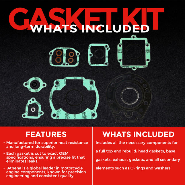 Athena P400250600202 Top End Gasket Kit for Kawasaki KDX 200 1995‑2006 – High‑Quality Cylinder Head & Top‑End Rebuild Gasket Set for Trail and Off‑Road Performance (Oil Seals Not Included)