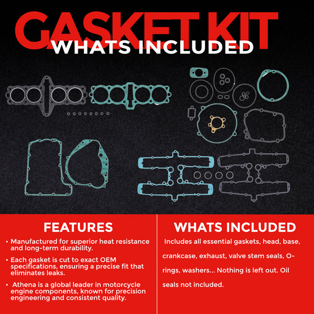Athena P400250850700 Full Gasket Kit for Kawasaki Z750 / GT750 1991‑1993 – Complete Engine Gasket & Seal Rebuild Set for Street, Touring & Classic Motorcycle Restoration (Oil Seals Not Included)