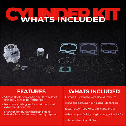 Athena P400485100008 Standard Bore Cylinder Kit (54mm, 125cc) - Premium 2-Stroke Top End Rebuild Kit with Forged Piston & Gaskets, Compatible with Yamaha YZ125 2001-2004